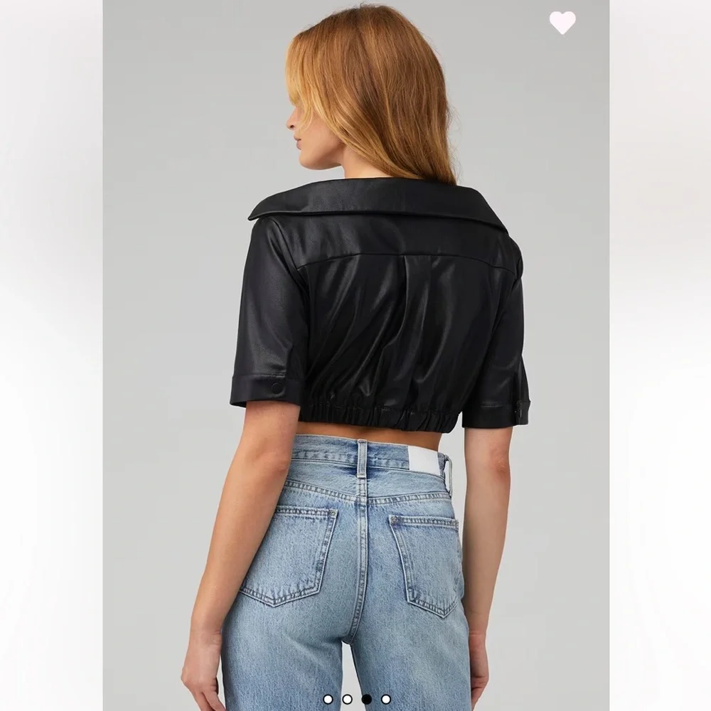 NONchalant Black Faux Leather KATE TOP- NWOT - Picture 5 of 7